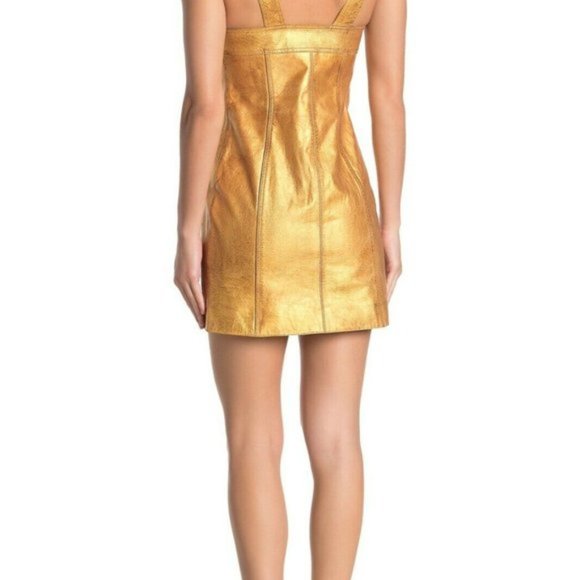 Free People Leather Golden Mini Dress - Picture 2 of 5